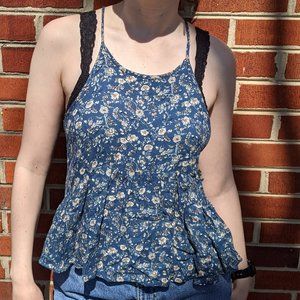 Flowered racerback tank top